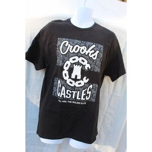 Crooks & Castles T-Shirt Men's L Black All Hail Ruling Elite Streetwear Hip Hop